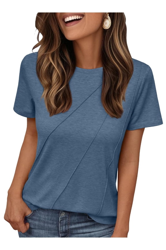Blouses for Women Casual Summer Tops Short Sleeve T-Shirt Crewneck Dressy Womens Clothes