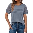 thumbnail image 1 of SUNBS Blouses for Women Short Sleeve Lace Tops Dressy Casual Tees, Sizes S-2XL, 1 of 1