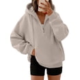 thumbnail image 1 of SUNBS Drawstring Half Zip Hoodies for Women Fall Oversized Casual Sweatshirts with Kangaroo Pocket, 1 of 9