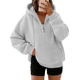 thumbnail image 1 of SUNBS Drawstring Half Zip Hoodies for Women Fall Oversized Casual Sweatshirts with Kangaroo Pocket, 1 of 9