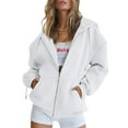 thumbnail image 1 of SUNBS Drawstring Zip Up Hoodies for Women Fall Cute Jacket Oversized Casual Sweatshirts with Pocket, 1 of 6