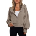 thumbnail image 1 of SUNBS Drawstring Zip Up Hoodies for Women Fall Sweatshirts Jackets Casual Comfy Tops Outfits Clothes with Pocket, 1 of 7