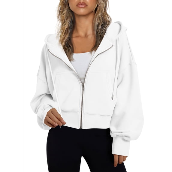 SUNBS Drawstring Zip Up Hoodies for Women Fall Sweatshirts Jackets Casual Comfy Tops Outfits Clothes with Pocket