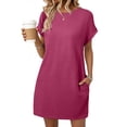 thumbnail image 1 of SUNBS Dresses for Womens Summer Spring T Shirt Dress Vacation Beach Mini Sundress Loose Clothes with Pockets, 1 of 7