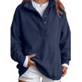 thumbnail image 1 of SUNBS Half Button Pullover Sweatshirt for Women Fall Oversized Casual Fleece Tops with Stand Collar, 1 of 1