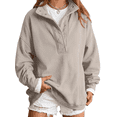 thumbnail image 1 of SUNBS Half Button Pullover Sweatshirt for Women Fall Oversized Casual Fleece Tops with Stand Collar, 1 of 9