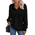 thumbnail image 1 of SUNBS Hoodies for Women Half Boutton Sweatshirts Pullover Drawstring Fall Clothes With Pocket, 1 of 6