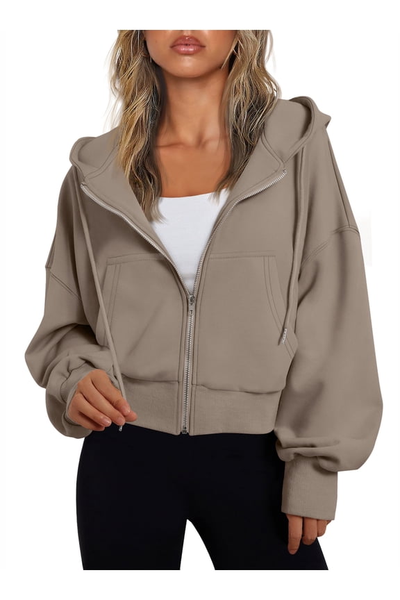 Drawstring Zip Up Hoodies for Women Fall Sweatshirts Jackets Casual Comfy Tops Outfits Clothes with Pocket