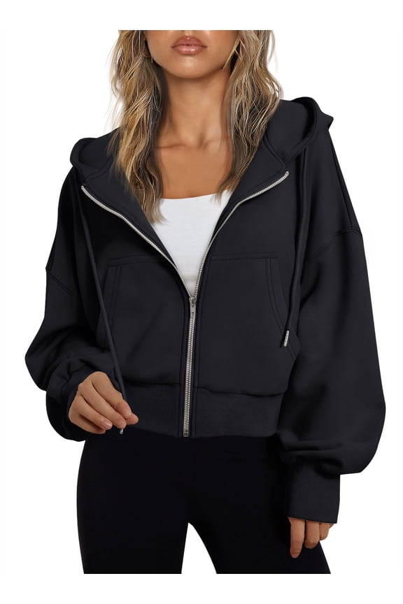Drawstring Zip Up Hoodies for Women Fall Sweatshirts Jackets Casual Comfy Tops Outfits Clothes with Pocket