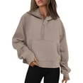 thumbnail image 1 of SUNBS Hoodies for Women Half Zip Pullover Oversized Hoodies Y2k Quarter Zip Sweatshirts Thumb Hole Fleece Outfit, 1 of 7