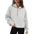 thumbnail image 1 of SUNBS Hoodies for Women Half Zip Pullover Oversized Hoodies Y2k Quarter Zip Sweatshirts Thumb Hole Fleece Outfit, 1 of 7