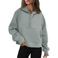 thumbnail image 1 of SUNBS Hoodies for Women Half Zip Pullover Oversized Hoodies Y2k Quarter Zip Sweatshirts Thumb Hole Fleece Outfit, 1 of 7