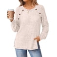 thumbnail image 1 of SUNBS Long Sleeve Shirts for Women Casual Tunic Tops Crewneck Dressy Blouse Trendy Clothes, 1 of 9