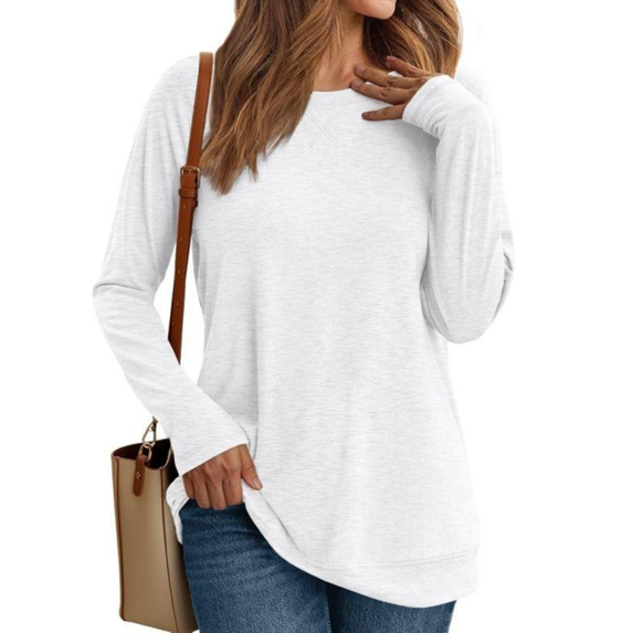 SUNBS Long Sleeve Shirts for Women Casual Work Tops Crewneck Blouses Loose Fit Clothes Trendy