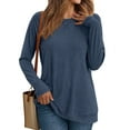 thumbnail image 1 of SUNBS Long Sleeve Shirts for Women Casual Work Tops Crewneck Blouses Loose Fit Clothes Trendy, 1 of 8