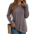 thumbnail image 1 of SUNBS Long Sleeve Shirts for Women Casual Work Tops Crewneck Blouses Loose Fit Clothes Trendy, 1 of 8