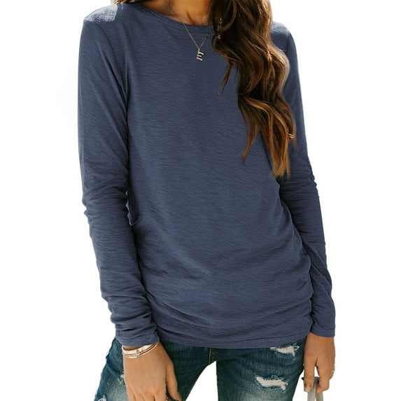 SUNBS Long Sleeve Shirts for Women Crew Neck Fall Fashion Pullover Casual Tops Clothes