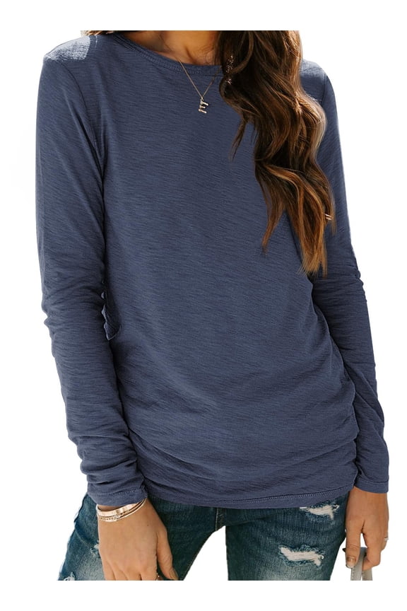 Long Sleeve Shirts for Women Crew Neck Fall Fashion Pullover Casual Tops Clothes