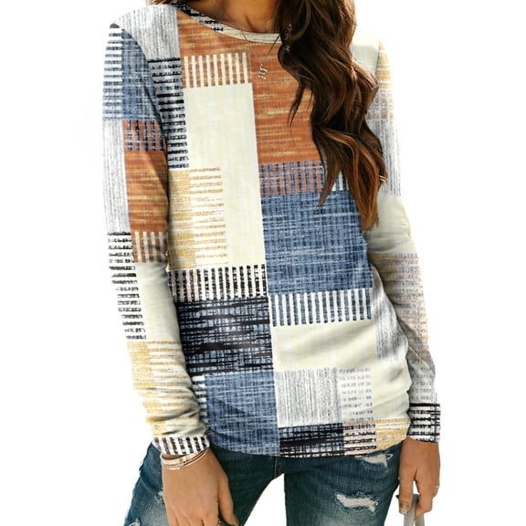 SUNBS Long Sleeve Shirts for Women Crew Neck Fall Fashion Pullover Casual Tops Clothes