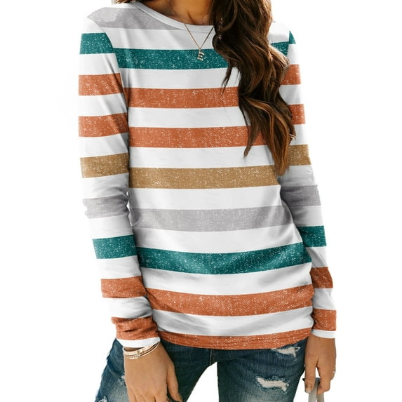 SUNBS Long Sleeve Shirts for Women Crew Neck Fall Fashion Pullover Casual Tops Clothes