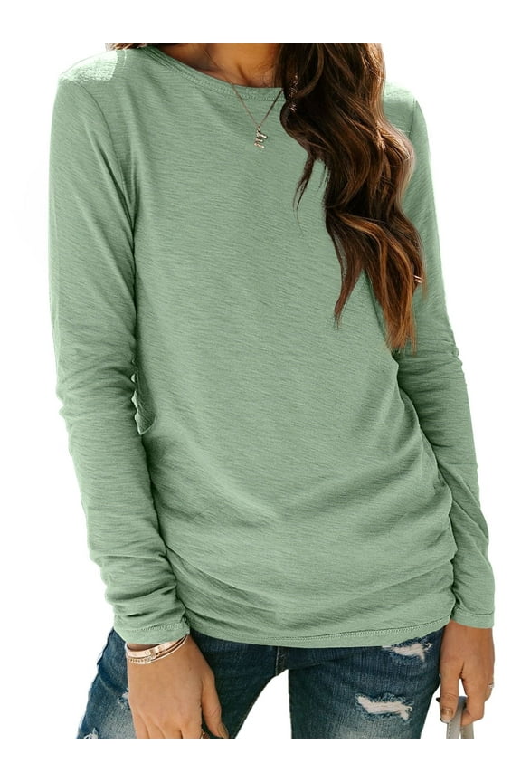 Long Sleeve Shirts for Women Crew Neck Fall Fashion Pullover Casual Tops Clothes