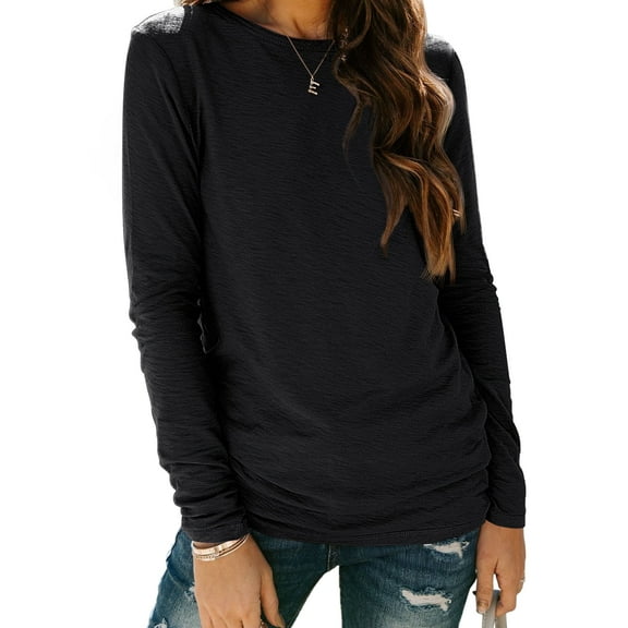 SUNBS Long Sleeve Shirts for Women Crew Neck Fall Fashion Pullover Casual Tops Clothes