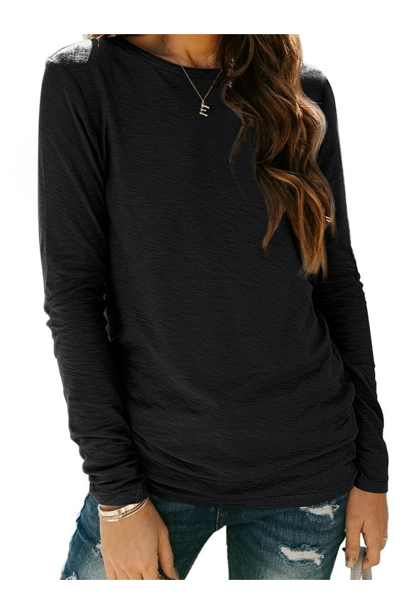 Long Sleeve Shirts for Women Crew Neck Fall Fashion Pullover Casual Tops Clothes