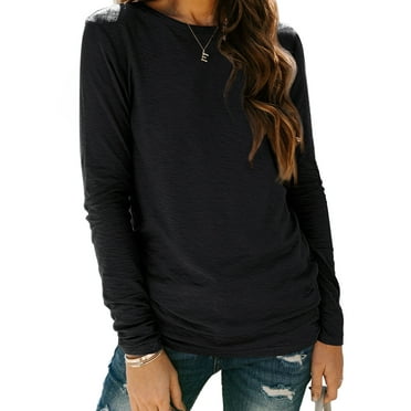 SUNBS Long Sleeve Shirts for Women Crew Neck Fall Fashion Pullover Casual Tops Clothes