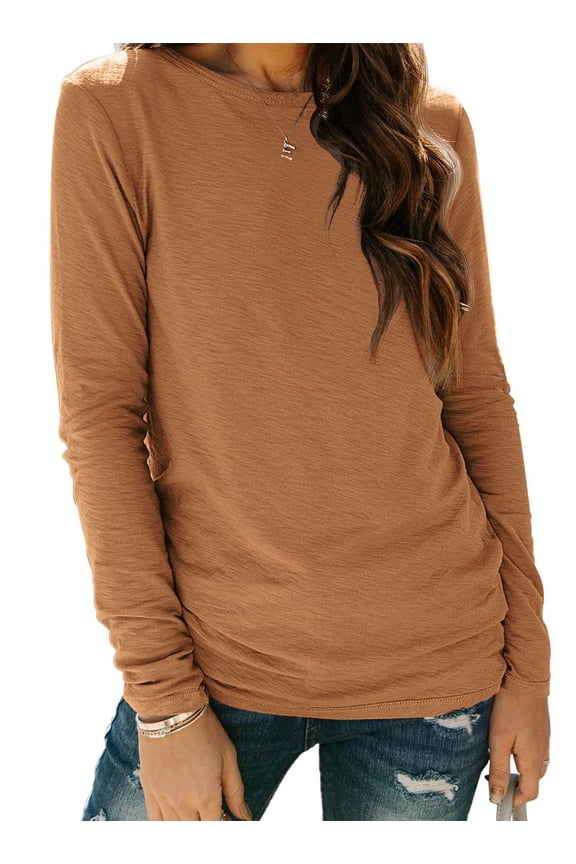 Long Sleeve Shirts for Women Crew Neck Fall Fashion Pullover Casual Tops Clothes