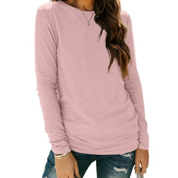 SUNBS Long Sleeve Shirts for Women Crew Neck Fall Fashion Pullover Casual Tops Clothes