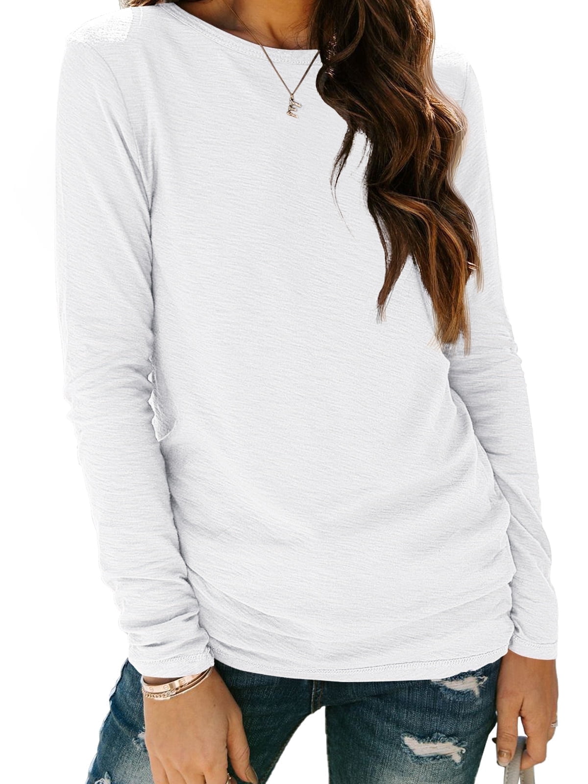 Long Sleeve Shirts for Women Crew Neck Fashion Casual Pullover Ladies Tops Clothes