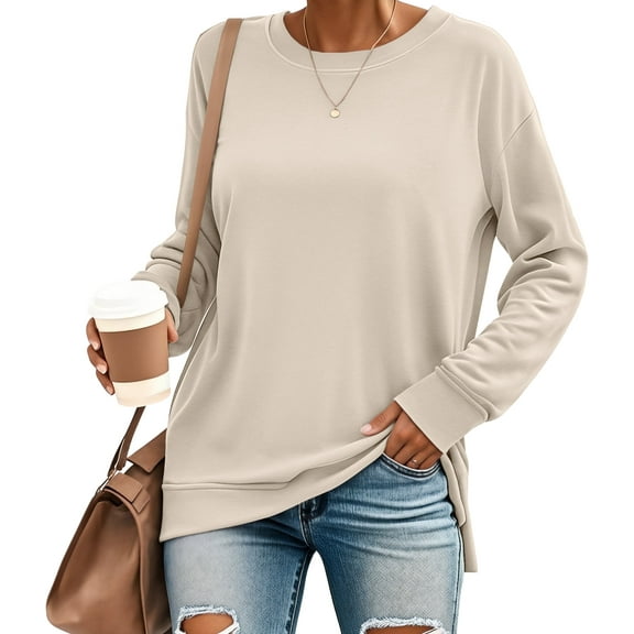 SUNBS Long Sleeve Shirts for Women Crewneck Sweatshirt Casual Pullover Ladies Tops and Blouses