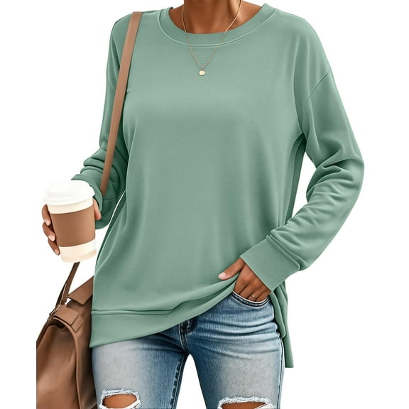 SUNBS Long Sleeve Shirts for Women Crewneck Sweatshirt Casual Pullover Ladies Tops and Blouses