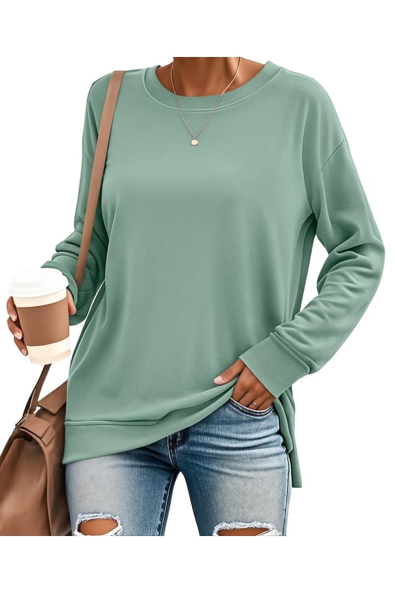 Long Sleeve Shirts for Women Crewneck Sweatshirt Casual Pullover Ladies Tops and Blouses