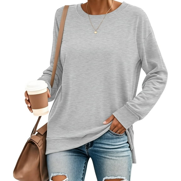 SUNBS Long Sleeve Shirts for Women Crewneck Sweatshirt Casual Pullover Ladies Tops and Blouses