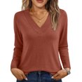 thumbnail image 1 of SUNBS Long Sleeve Shirts for Women Tops V Neck Casual Top Comfortable Shirt Soft Basic Tees Women Blouses, 1 of 8