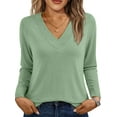 thumbnail image 1 of SUNBS Long Sleeve Shirts for Women Tops V Neck Casual Top Comfortable Shirt Soft Basic Tees Women Blouses, 1 of 8