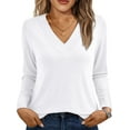 thumbnail image 1 of SUNBS Long Sleeve Shirts for Women Tops V Neck Casual Top Comfortable Shirt Soft Basic Tees Women Blouses, 1 of 8