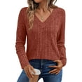 thumbnail image 1 of SUNBS Long Sleeve Shirts for Women V Neck Fall Sweater Fashion Outfits Tunic Tops, 1 of 9