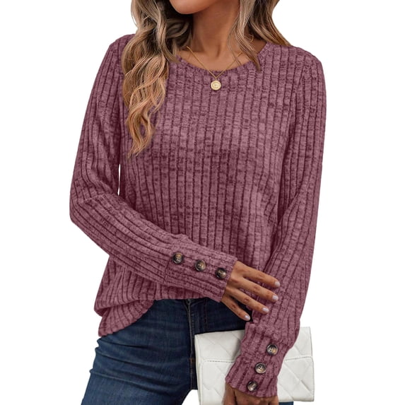 SUNBS Long Sleeve Shirts for Womens Sweaters Button Cuffs Tunic Blouse Fashion Outfits