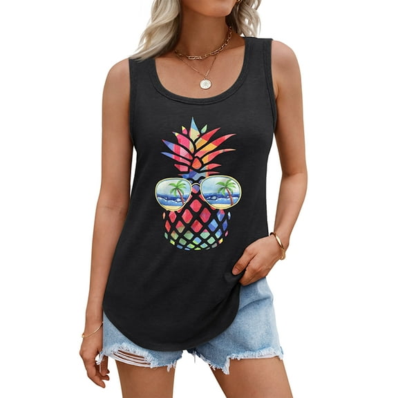 SUNBS Loose Fit Tank Tops for Women Casual Crewneck Sleeveless Shirts Summer Plus Size Blouses 2025