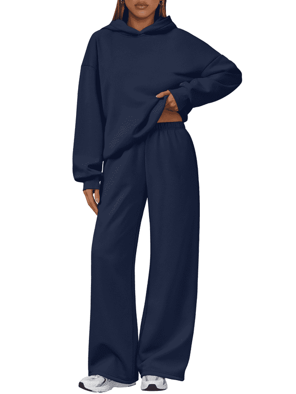 Two Piece Sets for Women Matching Outfit Fall Hoodies Wide Leg Sweatpants Casual Lounge Sweatsuit Set