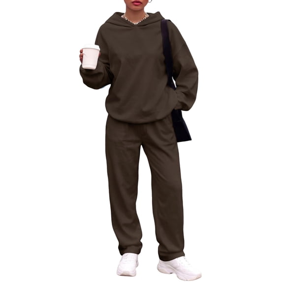 SUNBS Lounge Sets for Women 2 Piece Matching Outfit Fall Hoodies Wide Leg Sweatpants Casual Winter Sweatsuit