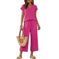 thumbnail image 1 of SUNBS Lounge Sets for Women 2 Piece Outfit Sets Cap Sleeve Henley Shirt and Pants Sweatsuit Womens Matching Sets, 1 of 9