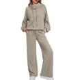 thumbnail image 1 of SUNBS 2 Piece Outfits Women Sweatsuits Drawstring Sweatshirt Lounge Sets 2025 Fall Wide Leg Sweatpants Tracksuit with Pockets, 1 of 9