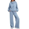 thumbnail image 1 of SUNBS 2 Piece Outfits Women Sweatsuits Drawstring Sweatshirt Lounge Sets 2025 Fall Wide Leg Sweatpants Tracksuit with Pockets, 1 of 8