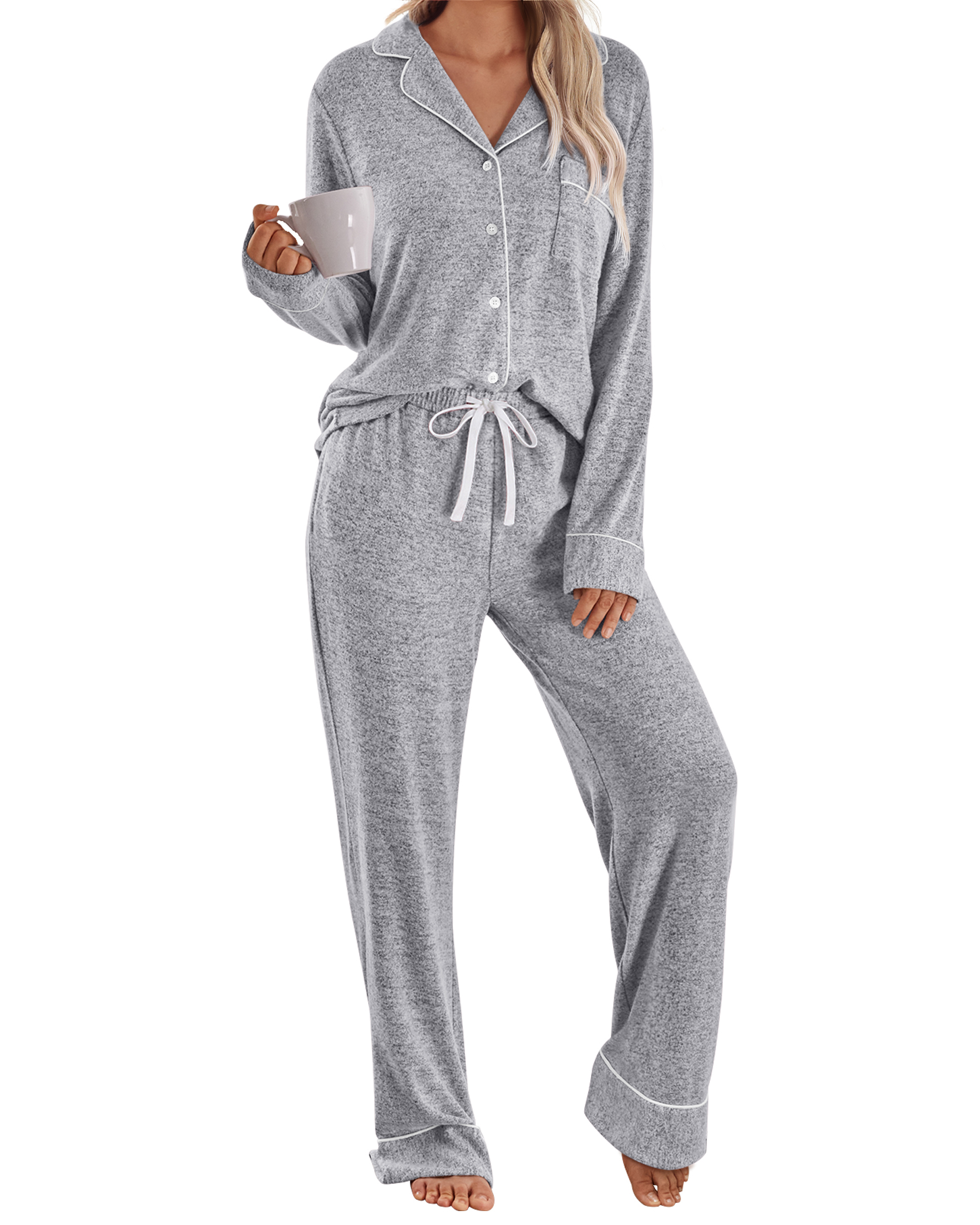 SUNBS Lounge Sets 2 Piece Oufits For Women Long Sleeve Shirts With SUNBS Lounge Sets 2 Piece Oufits For Women Long Sleeve Shirts With