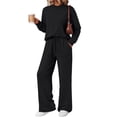thumbnail image 1 of SUNBS Mock Neck Sweatsuits Lounge Sets for Women Two Piece Fall Wide Leg Pants with Pocket Matching Sets Vacation Travel Outfits Clothes, 1 of 7