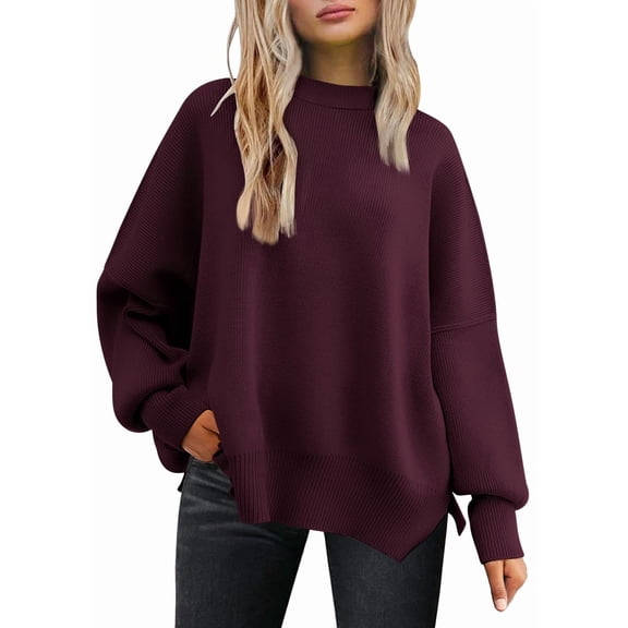 SUNBS Oversized Sweaters for Women Winter Crewneck Pullover - Cozy Knit Long Sleeve Top Casual Loose Fit Clothes