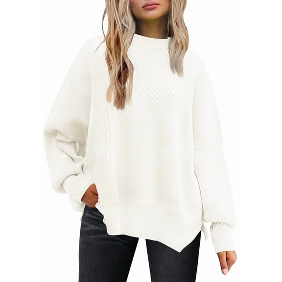 SUNBS Oversized Sweaters for Women Winter Crewneck Pullover - Cozy Knit Long Sleeve Top Casual Loose Fit Clothes